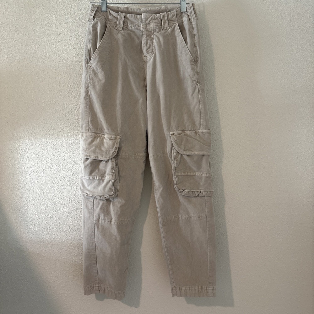 Free People Button Fly Cargo Utility Pants Women Tan Size 2